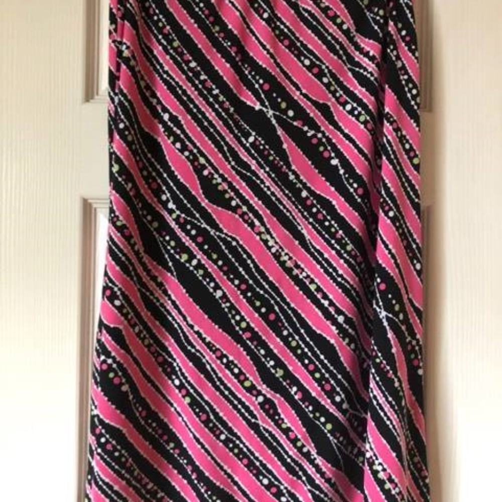 Pink & Black Striped Skirt Sz Large By Wrapper